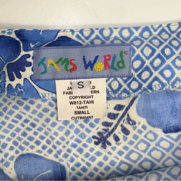Jams World Tahiti Sarong Skirt Small W812-TAHI Blue Floral Rayon Wrap Hawaii - Picture 10 of 12